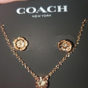Coach necklace and earrings